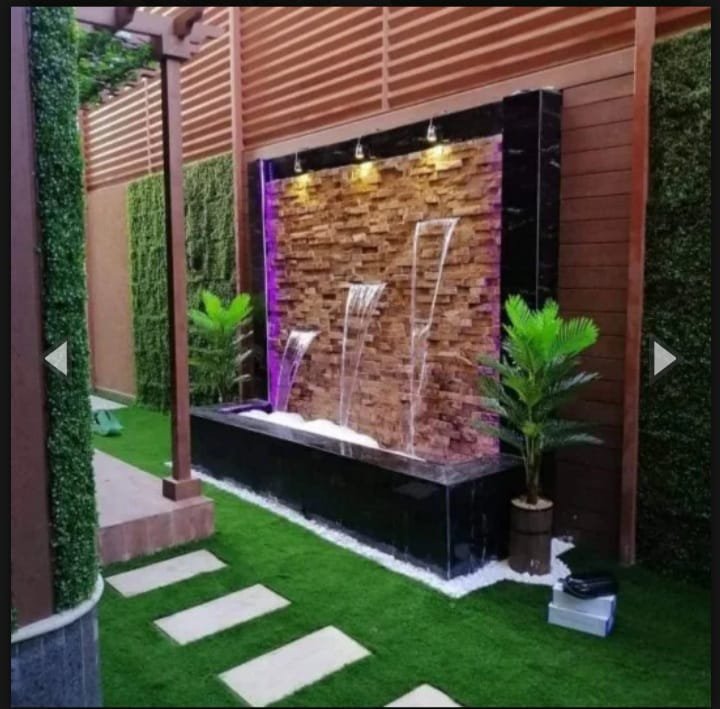 تصميم شلالات في عرعر بأقل الاسعار 19 حدائق جميله تحتوي علي عشب ومظلات وشلالات