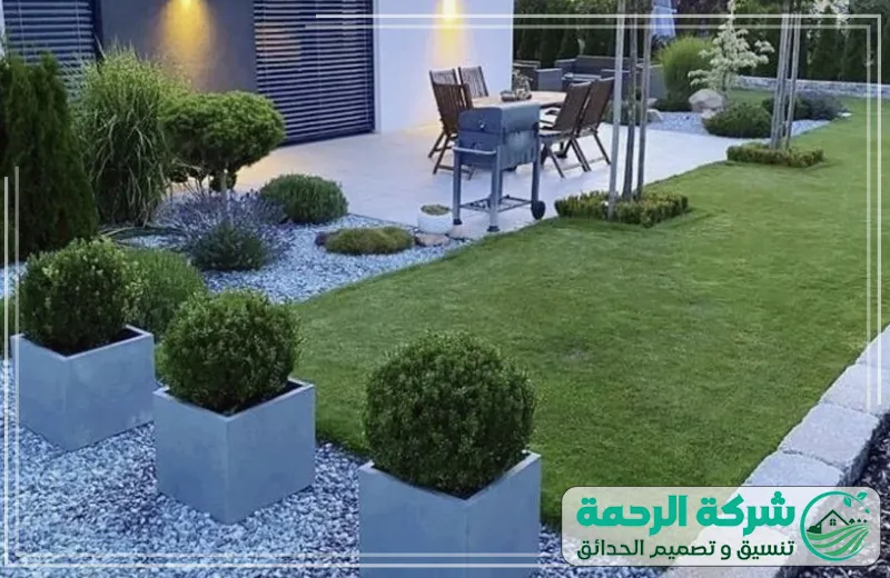 شركة تجهيز حدائق في جدة 0559460943 شركة الرحمة ديكور خارجي منسق بالاشجار والنجيل الصناعي والاحجار والاضاءة الخافتة