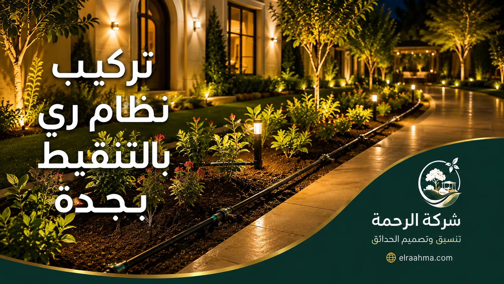 تركيب نظام ري بالتنقيط بجدة | شركة الرحمة خطوط تنقيط ممتدة بجوار أحواض النباتات لتوصيل المياه مباشرة للجذور بجدة