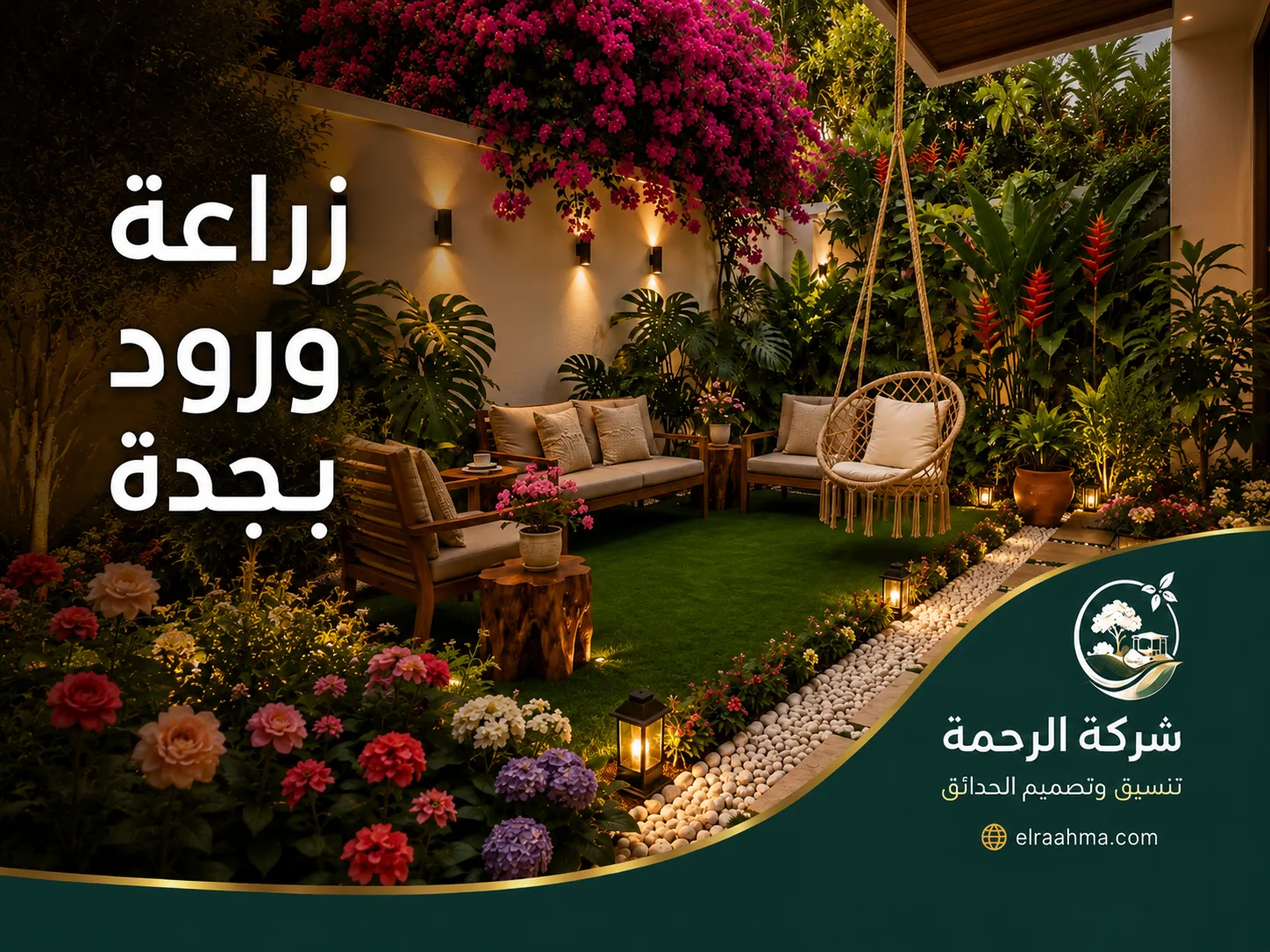 زراعة ورود بجدة | شركة الرحمة زراعة ورود بجدة وتنسيق الحدائق المنزلية بالنباتات والزهور والإضاءة الخارجية