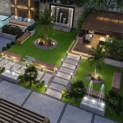 تصميم حدائق منتجعات فاخرة بأحدث أفكار اللاند سكيب العصرية