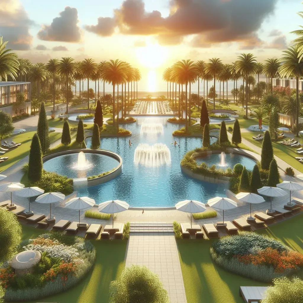 تصميم خارجي منتجعات فاخرة يجمع بين الجمال والوظيفة باحترافية